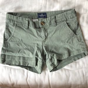 American Eagle olive midi shorts